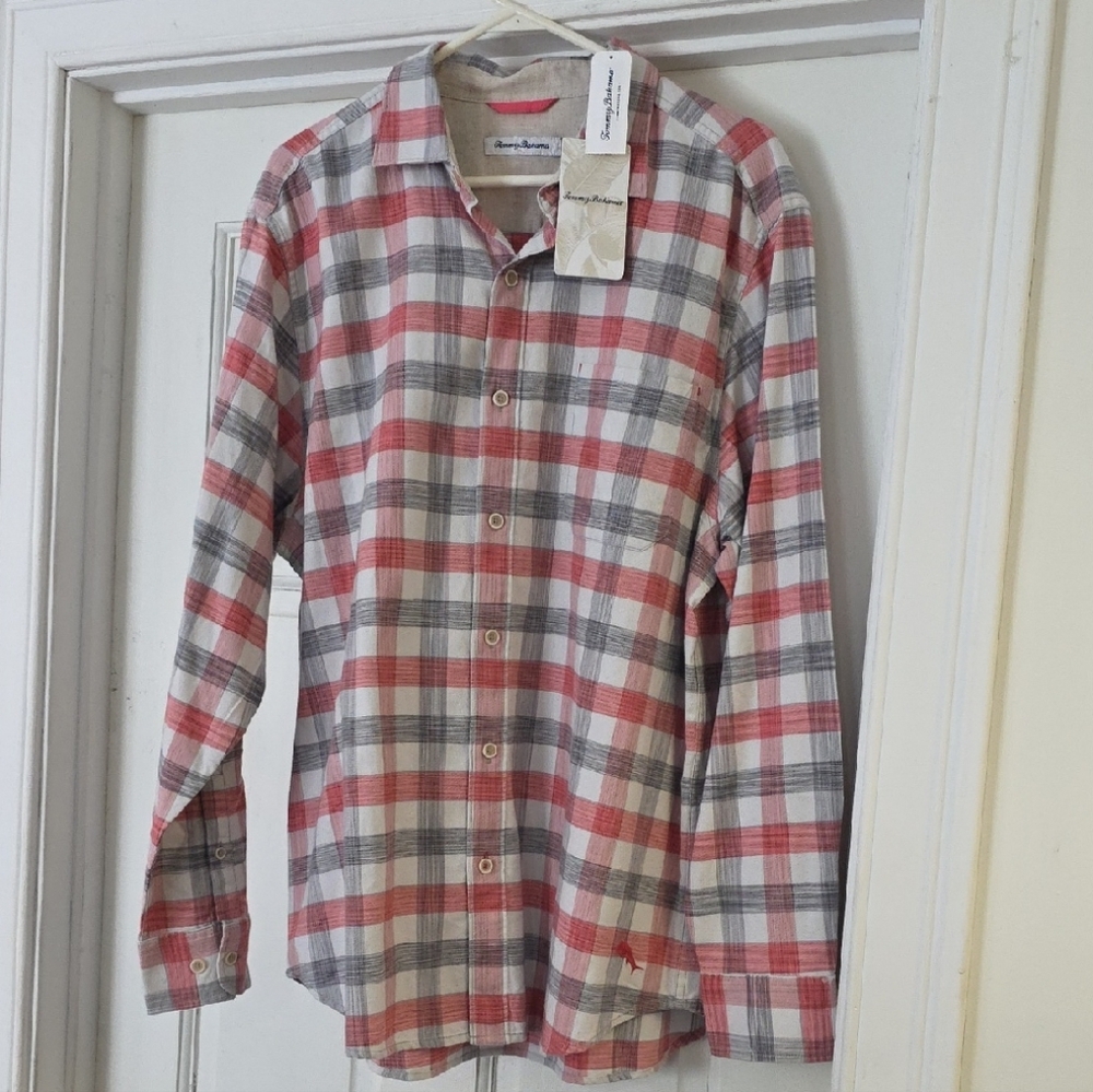 NWT TOMMY BAHAMA Canyon Beach Plaid Button Down Shirt Size L Soft Comfortable - Picture 2 of 7